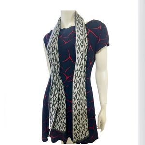 Michael Kors Gray and Black Patterned Scarf